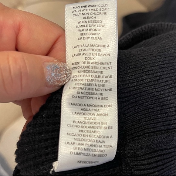 P: Michael Michael Kors Full Zip Black Cardigan waffle knit Sweater Sz L - Picture 5 of 9